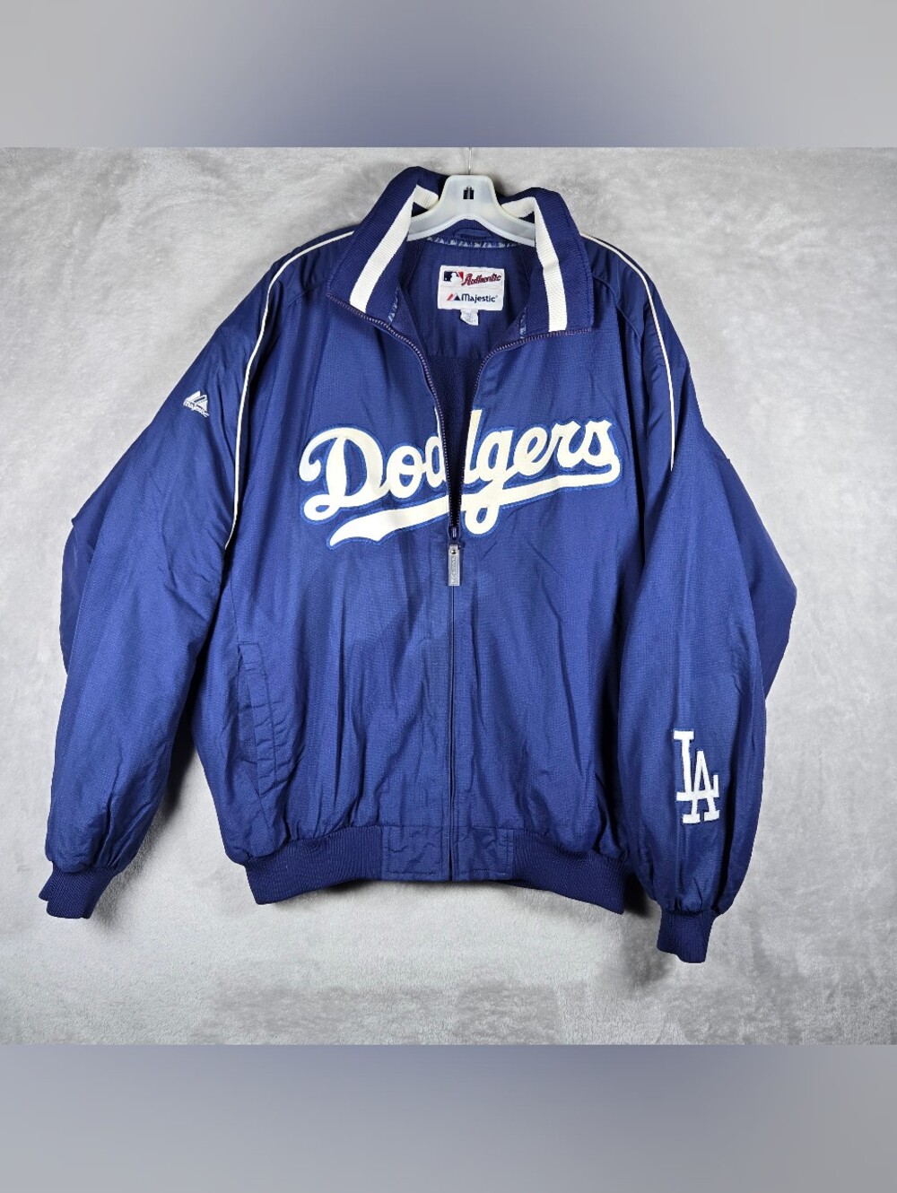 Majestic Los Angeles Dodgers Vintage Jacket Blue Size XL Dugout Jacket Fleece